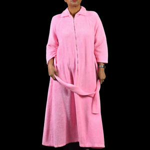 Vintage Sears Fleece Robe Pink Home Housecoat Pile Furry Long Loungewear Small